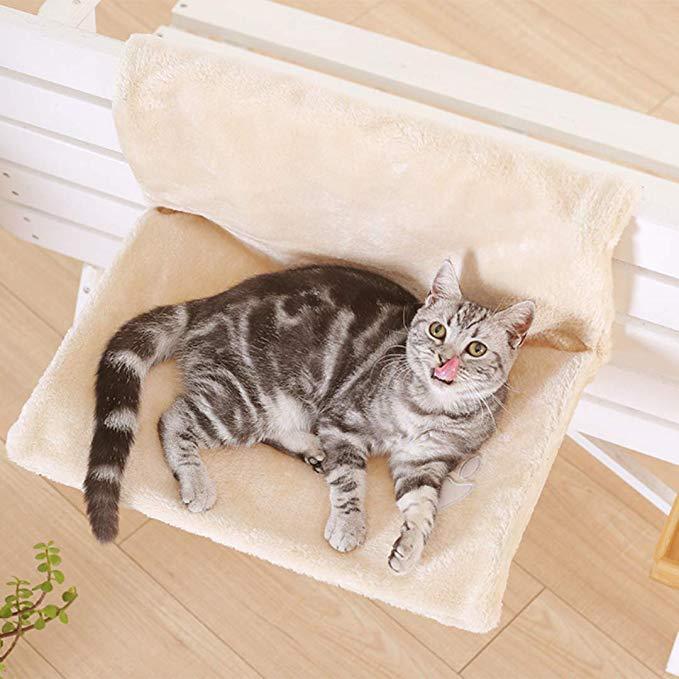 Plush Cat Hammock Bed - White